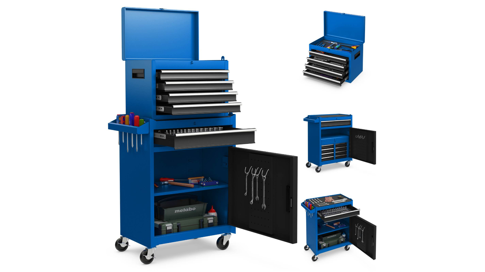 Costway 5-Drawer Detachable Tool Storage Cabinet - Blue