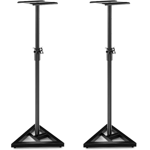 Costway 2 Piece Adjustable Monitor and Speaker Stands with Non‑Slip Pad - Black