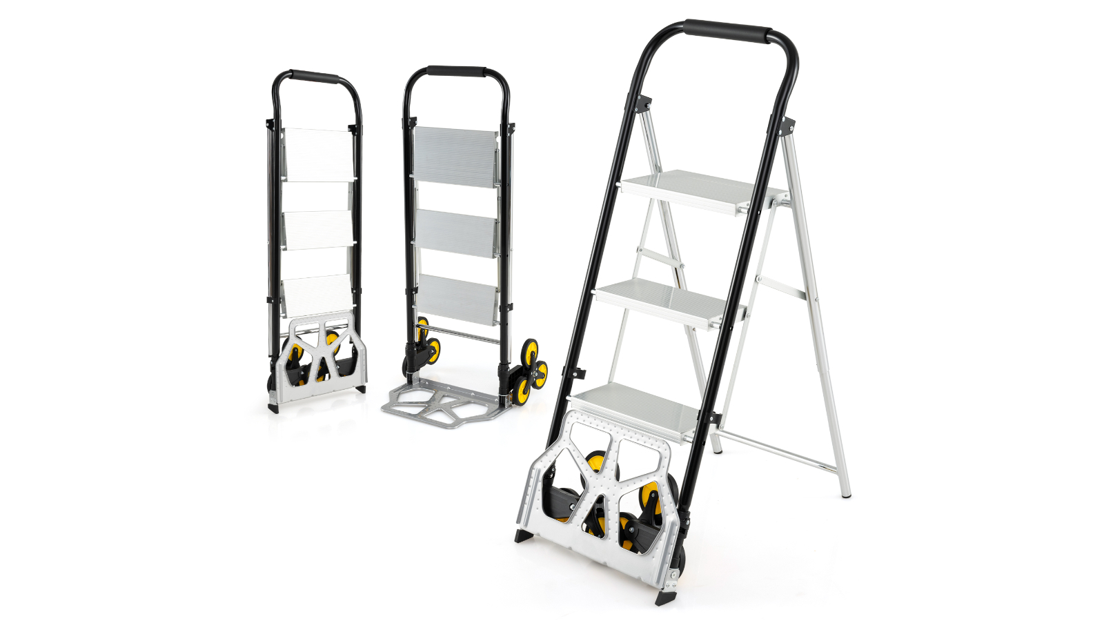 Costway 2‑in‑1 Folding Hand Truck and Ladder with Rubber Wheel - 250kg
