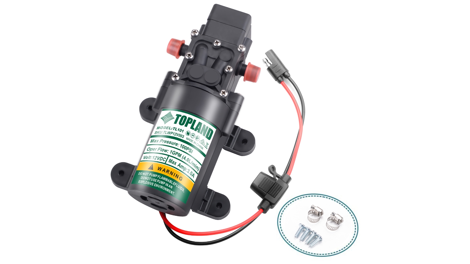Topex 12V Diaphragm Water Pump Self Priming