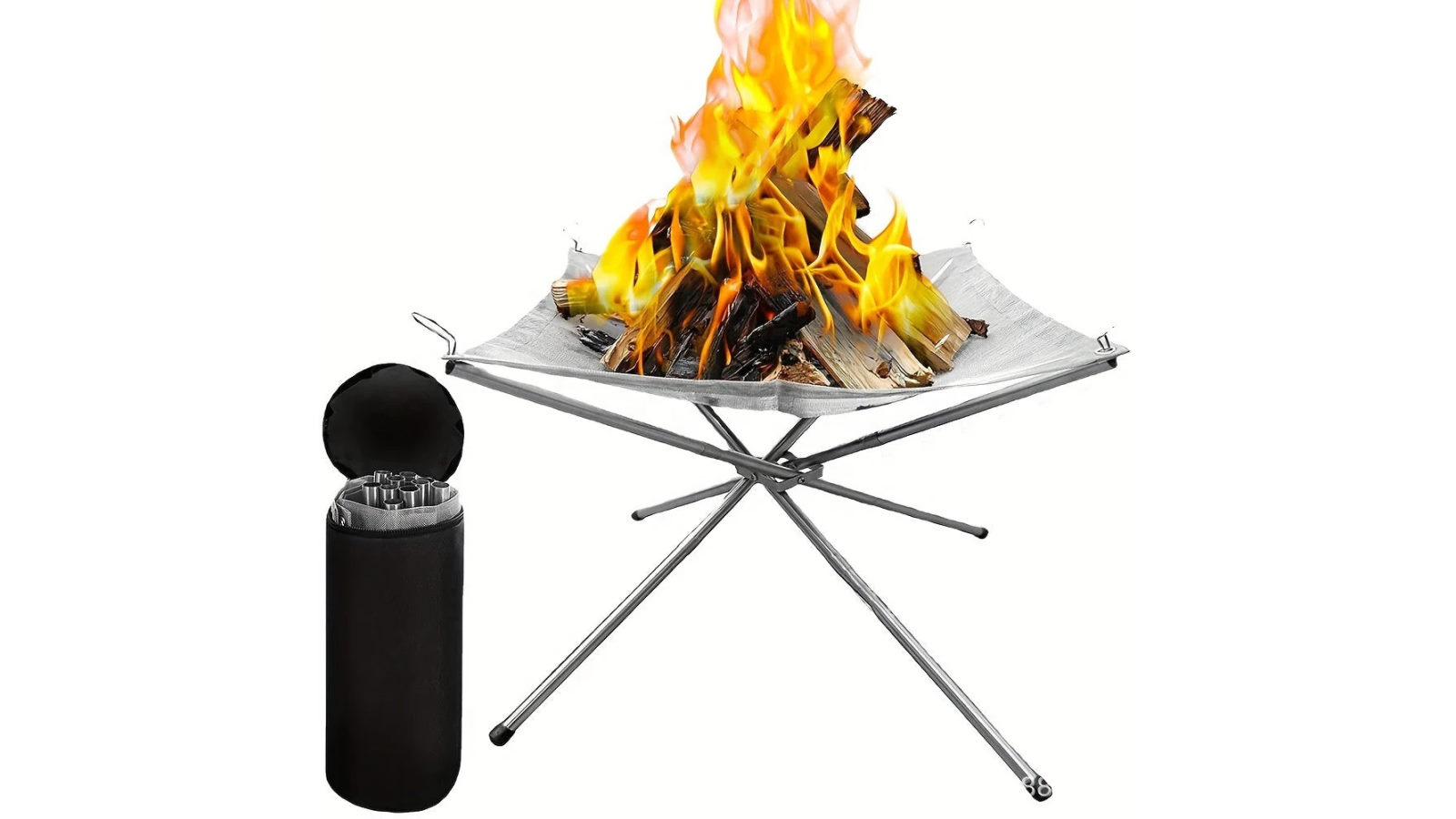 NNETM Outdoor Folding Stainless Steel Fire Pit Rack