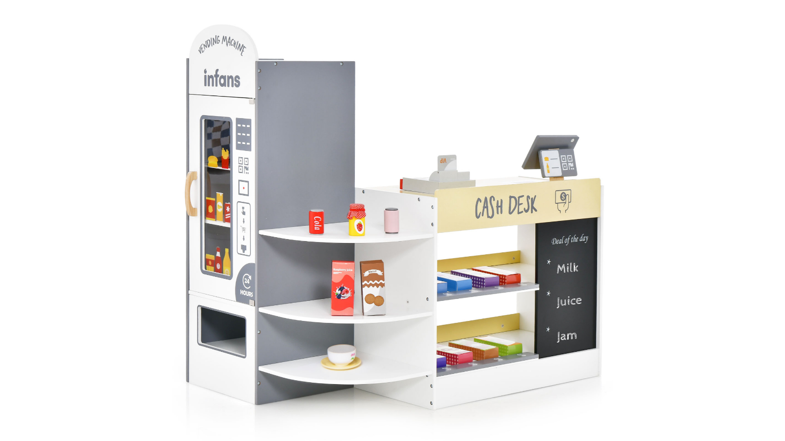 Costway Wooden Supermarket with Cash Register - White