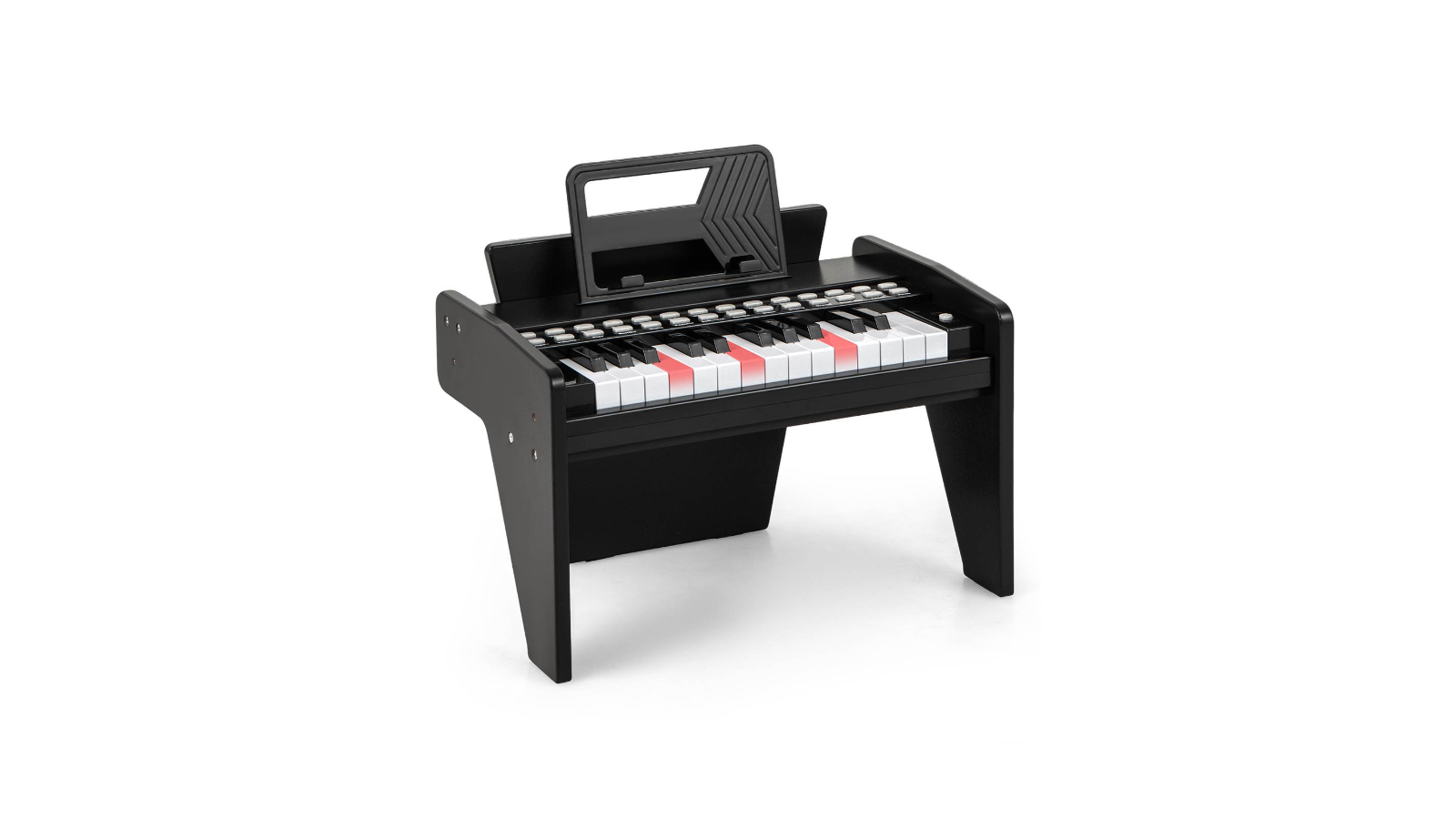 Costway 25-Key Lighted Mini Keyboard with Music Stand - Black