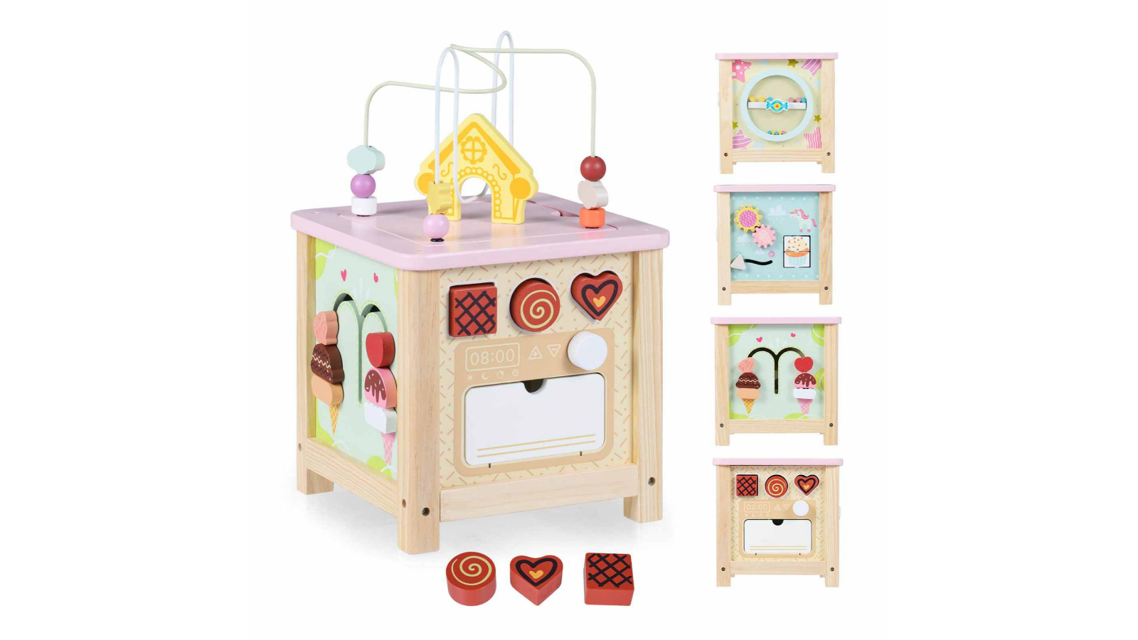 Costway Wood Activity Cube Montessori Sensory Toy