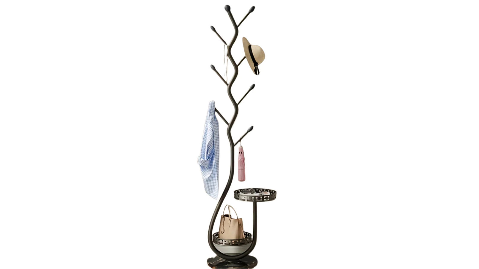 NNETM 170 x 30cm Freestanding Metal Coat Rack with Branch Hooks