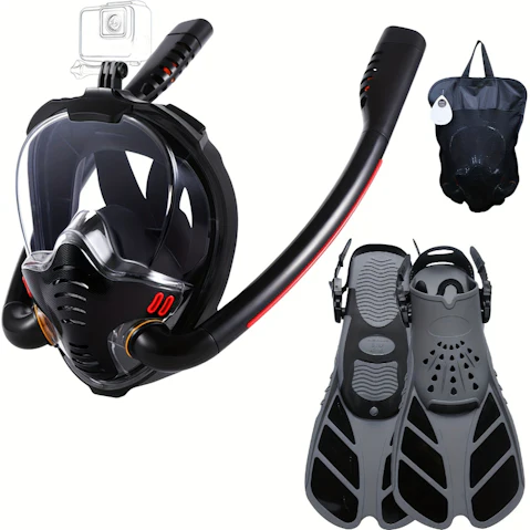 NNETM Full Face Snorkel Mask Set with Flipper