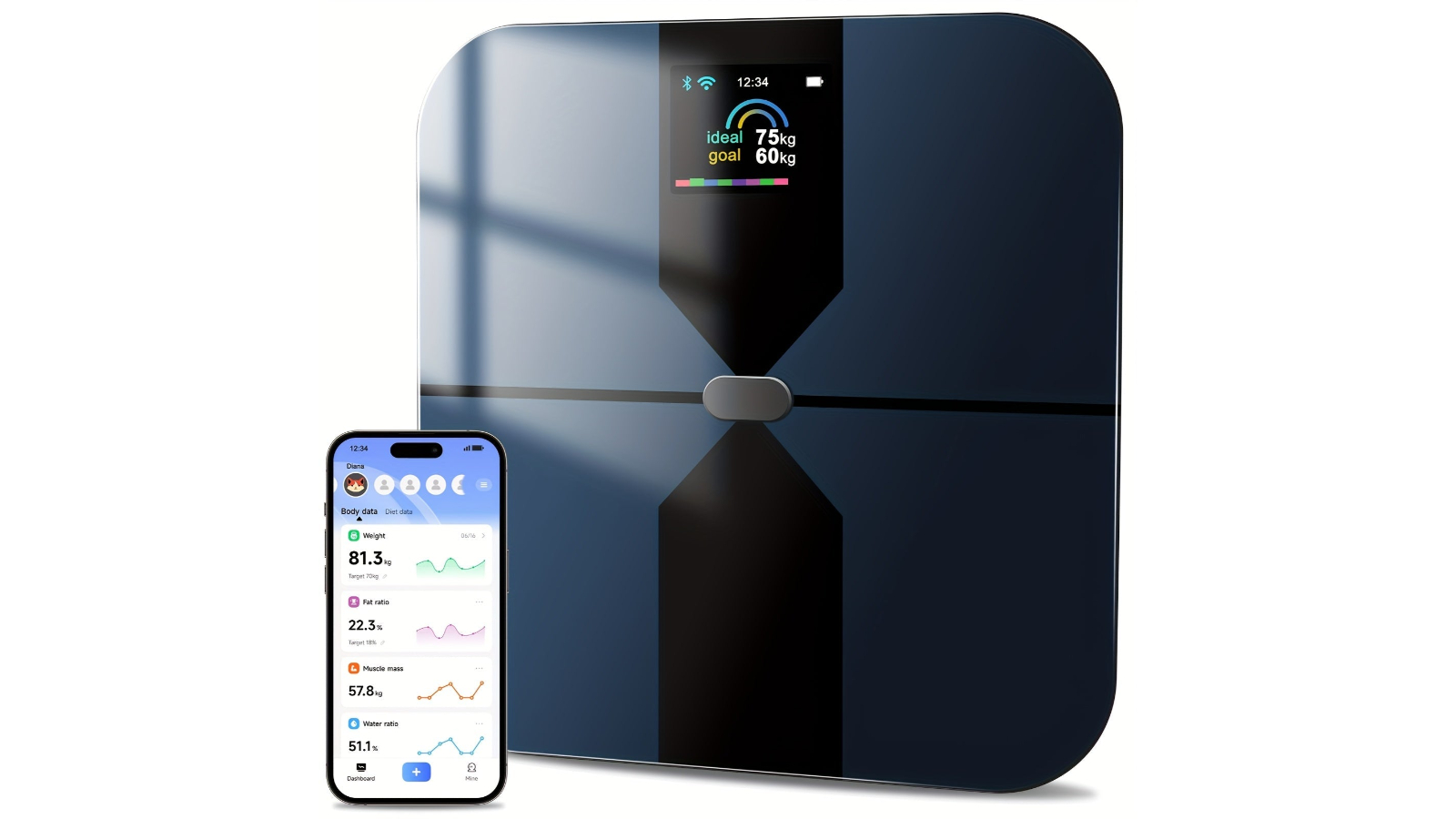 NNETM Smart Body Scale with Color Screen and App Sync