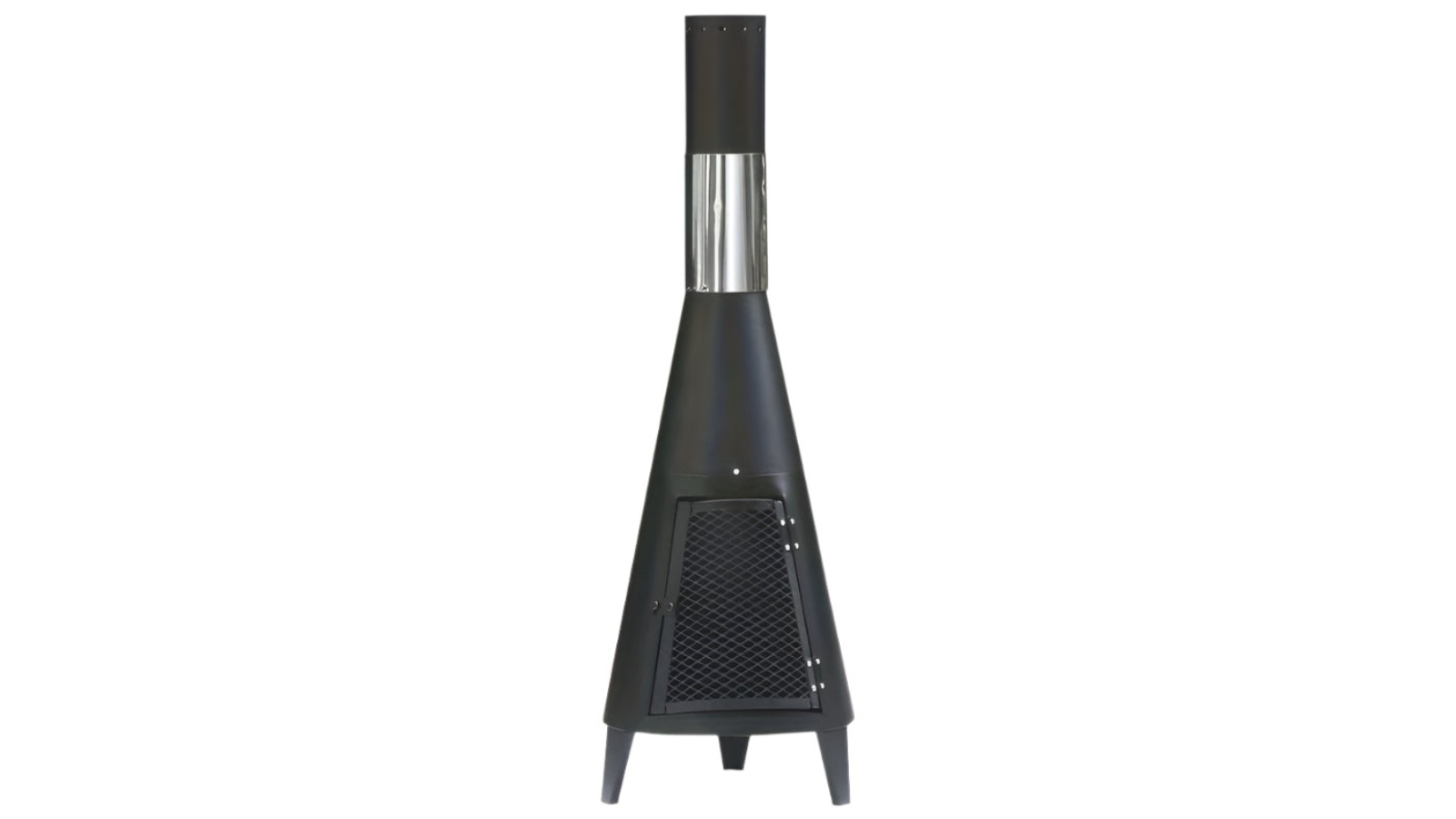 NNETM Black Steel Outdoor Chimney Fireplace with Mesh Door