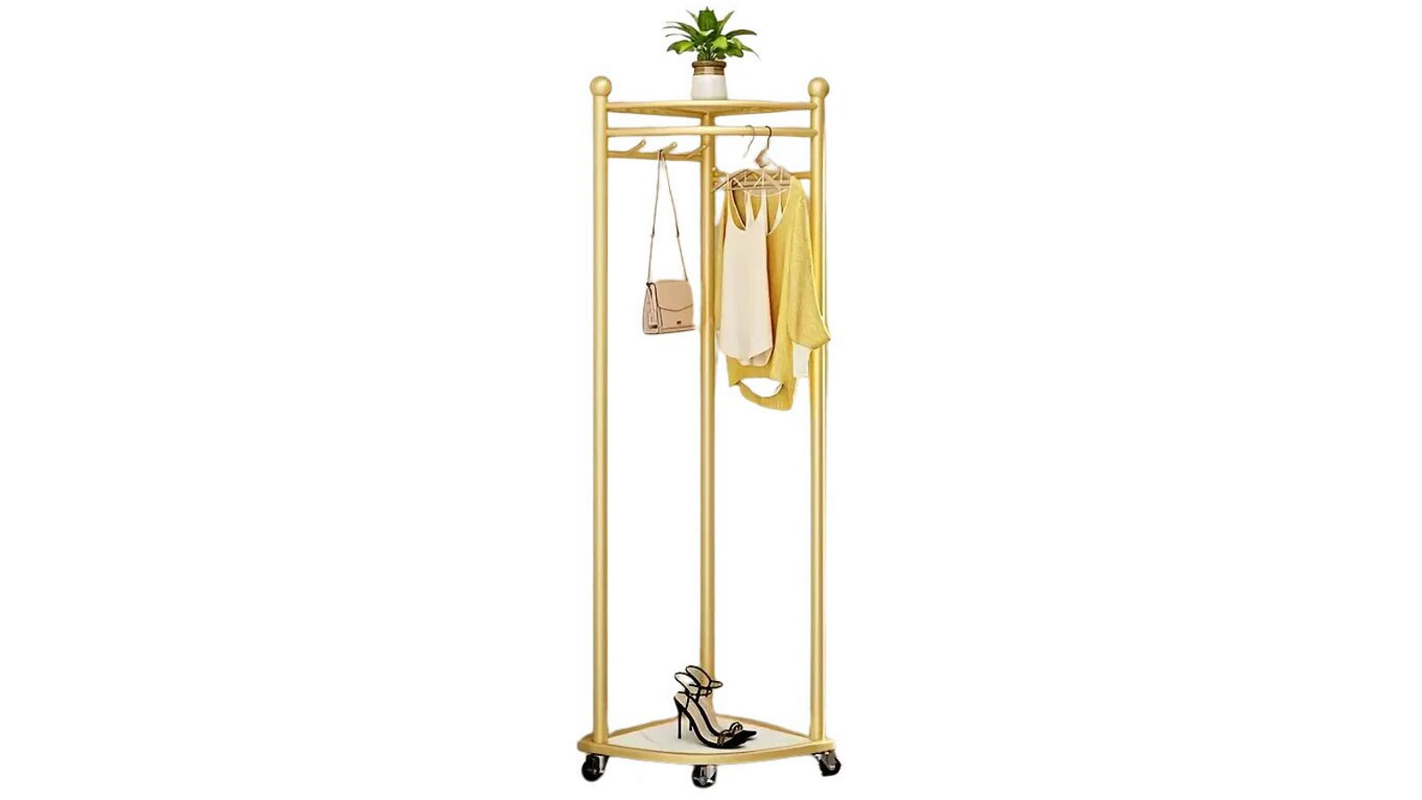 NNETM Clothes Rack with Wheels and Storage
