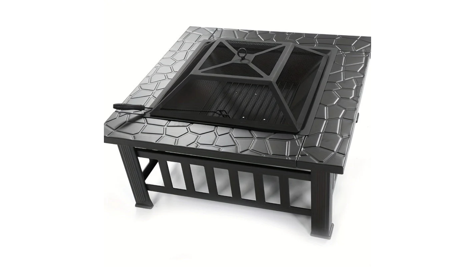 NNETM Square Metal Wood Fire Pit Table