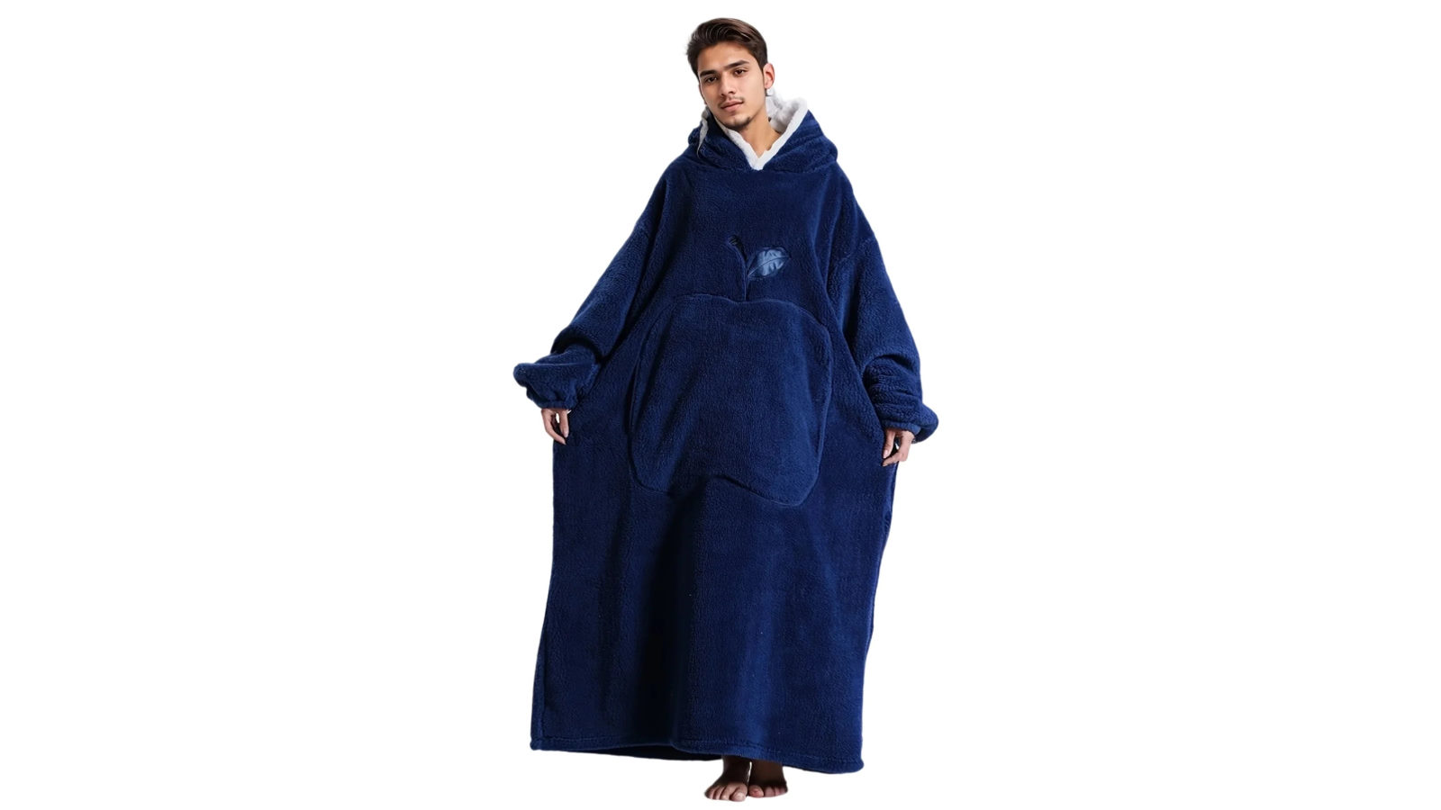 NNETM Winter Fleece Hooded Robe Navy Blue Blanket