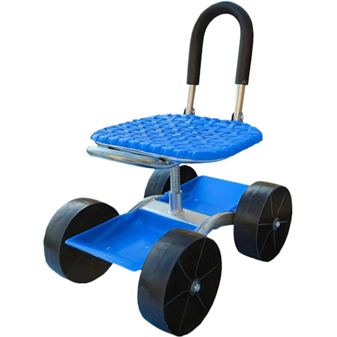 NNETM 4-Wheel Rolling Garden Chair Swivel Seat