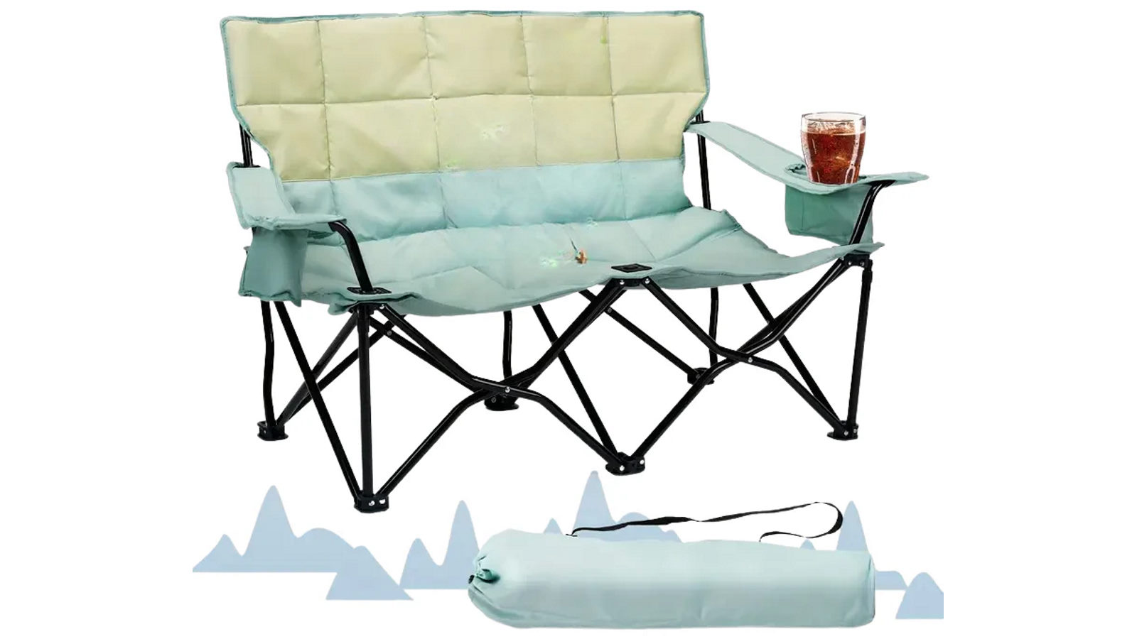 NNETM Double Camping Chair 2 Person Outdoor Folding Seat