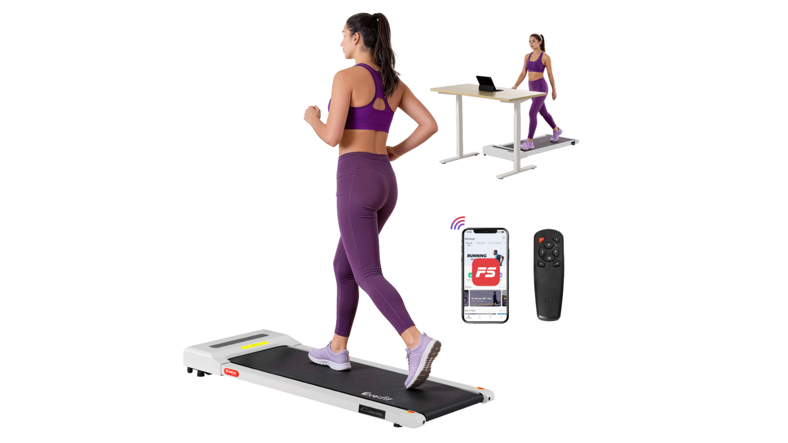 Everfit Electric 36cm Home Gym Fitness Walking Pad Treadmill - White