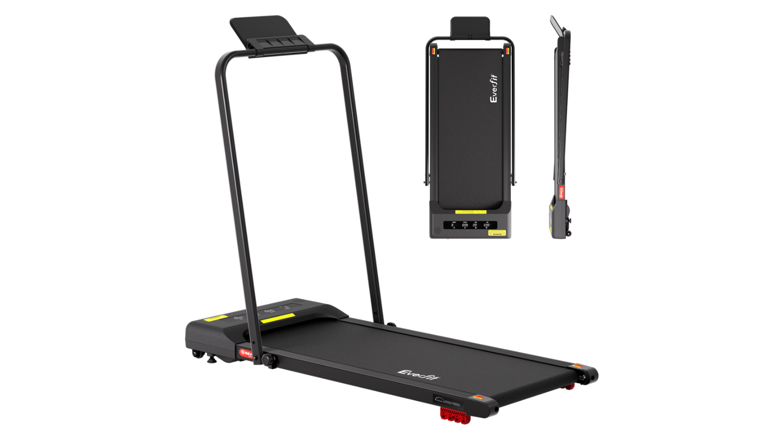 Everfit 380mm Under Desk Electric Walking Pad with Phone Holder - Black