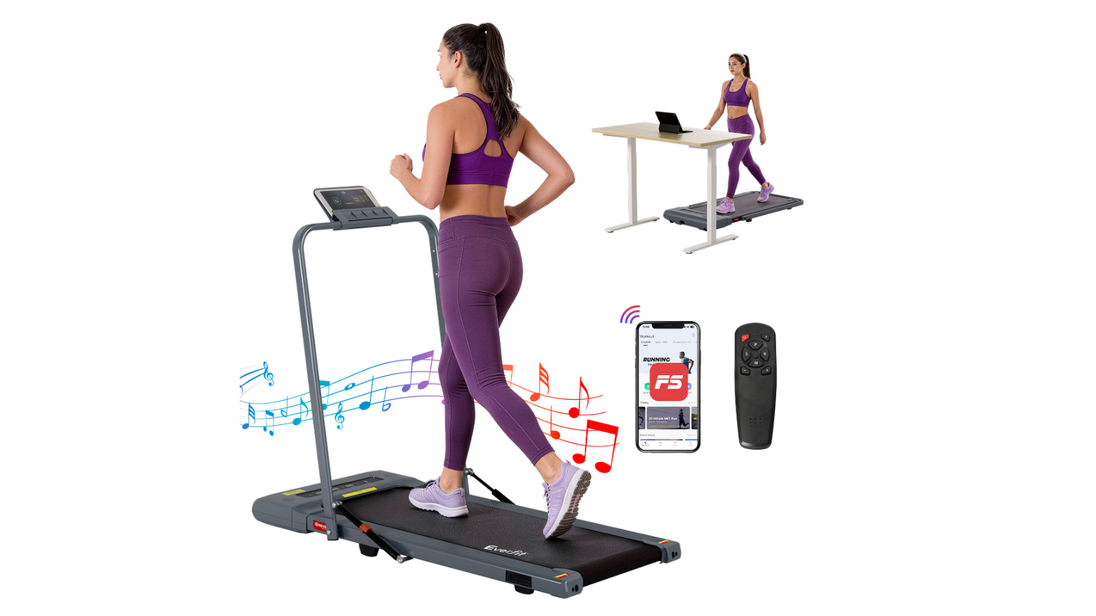 Everfit 40cm Treadmill Walking Pad - Grey