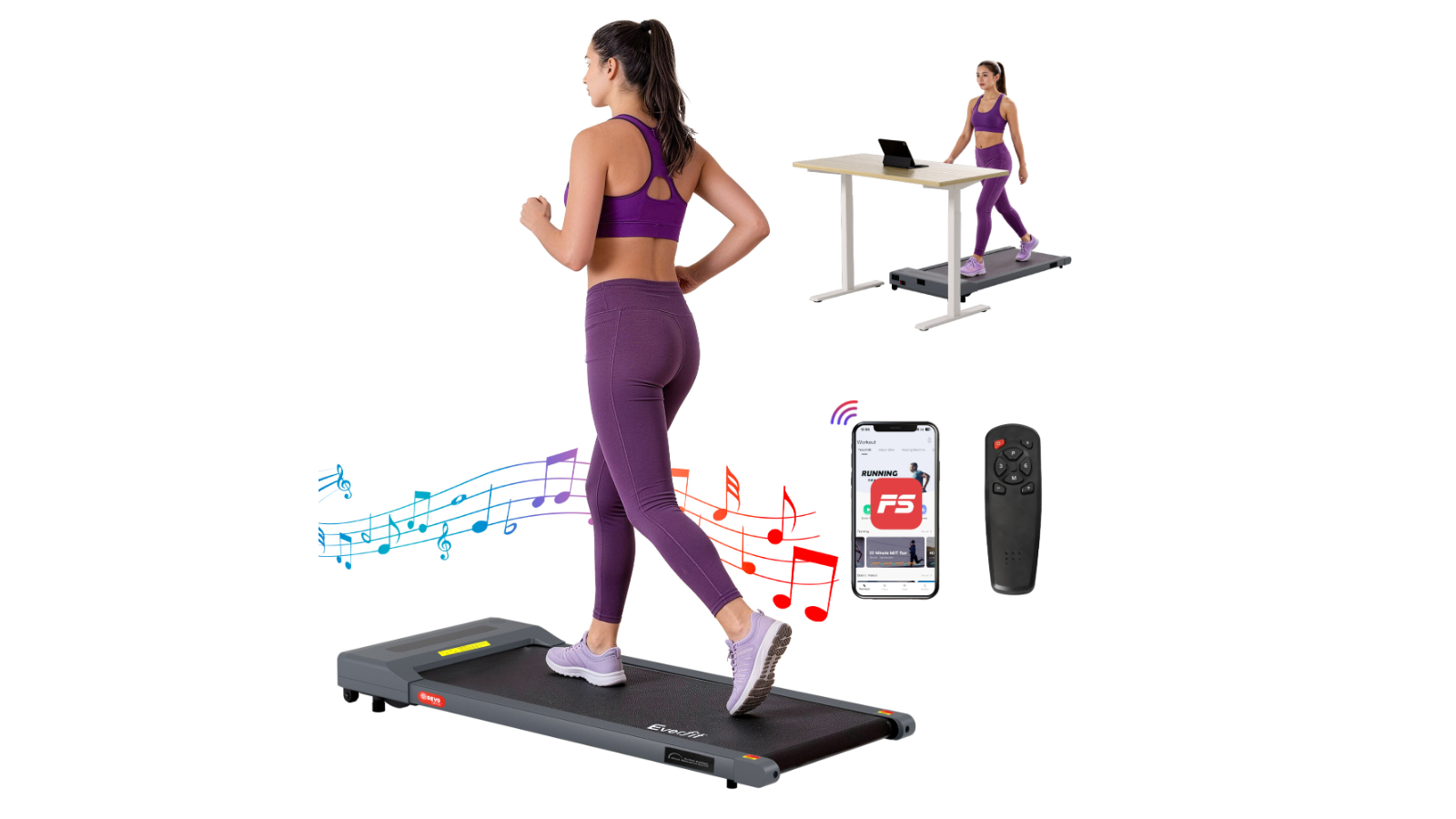 Everfit 40cm Under Desk Electric Walking Pad Treadmill - Grey