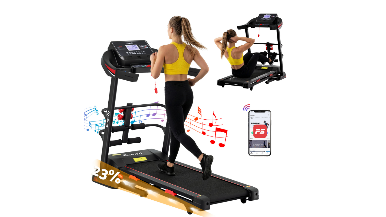 Everfit Electric Home Gym Fitness Exercise Machine with Sit Up Bar - 45cm