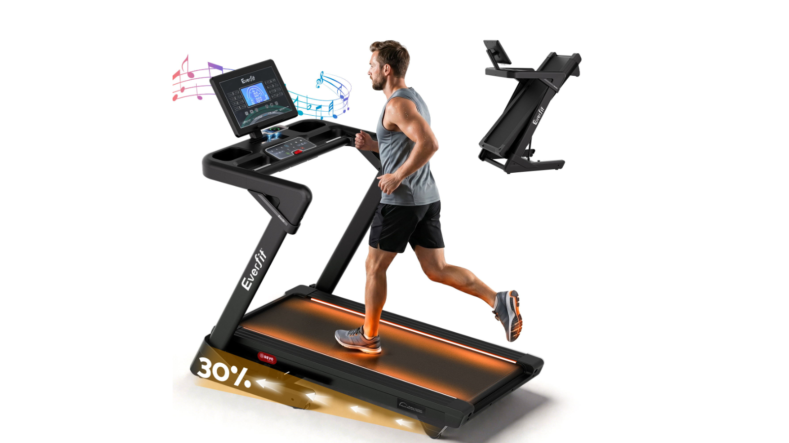 Everfit 50cm Foldable Wide Belt Treadmill with LED Light