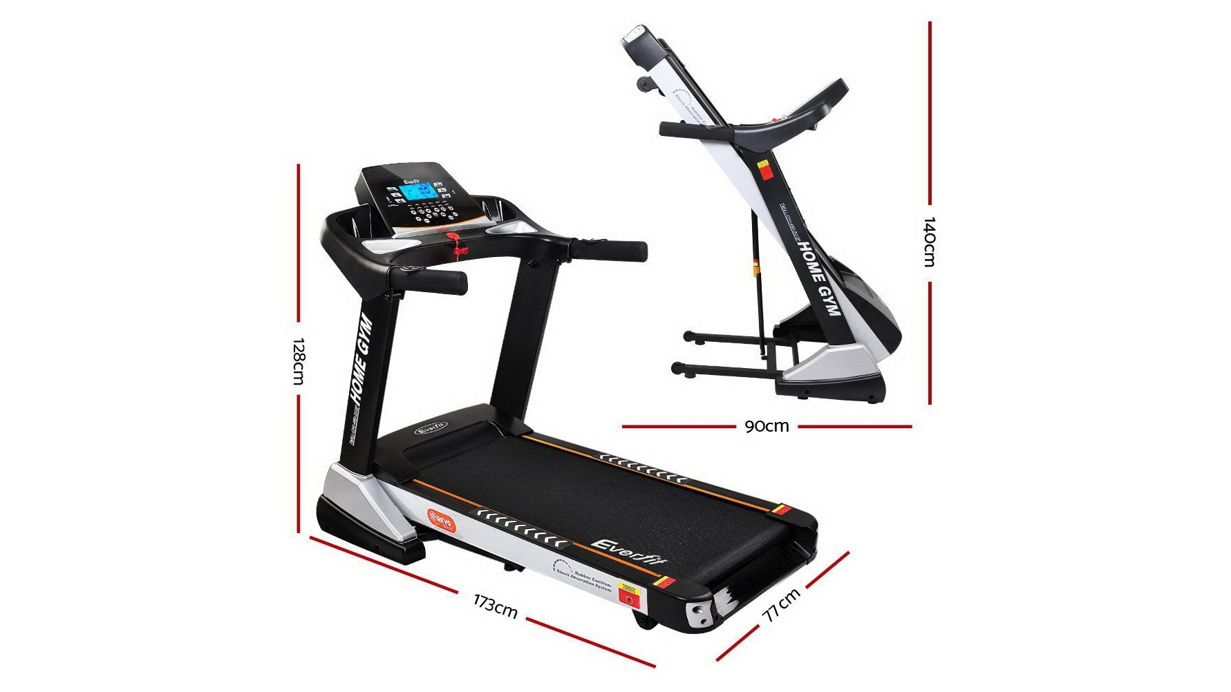 Everfit electric treadmill 48cm incline discount running home gym fitness machine black