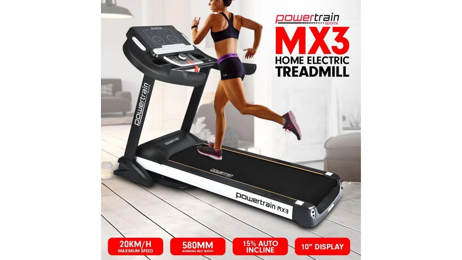 Powertrain MX3 Treadmill Performance Home Gym Cardio Machine Harvey