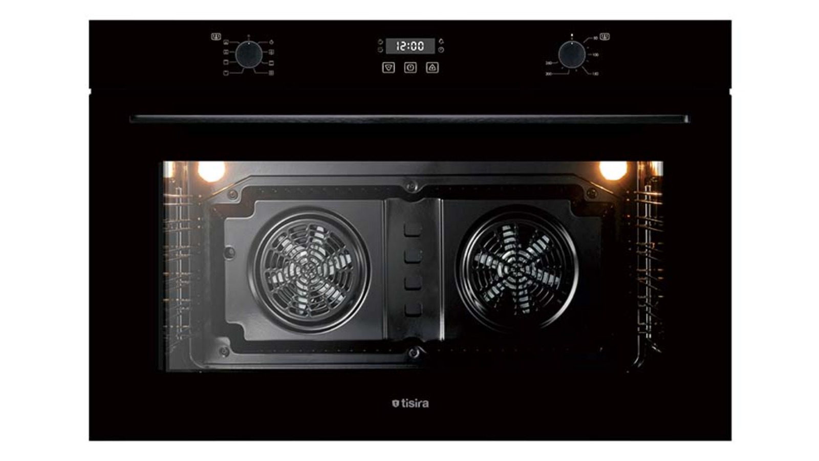 Tisira 90cm Twin Fan Built-in Multi-function Oven - Black