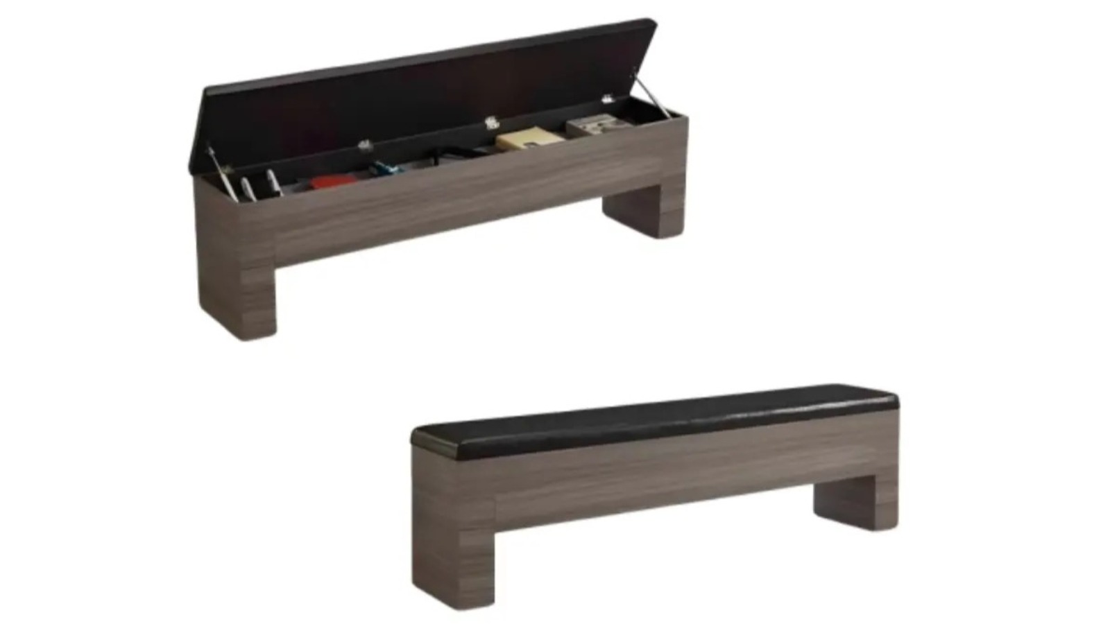 TopOne Sports Set of 2 Durable Steel Frame Storage Bench - Walnut