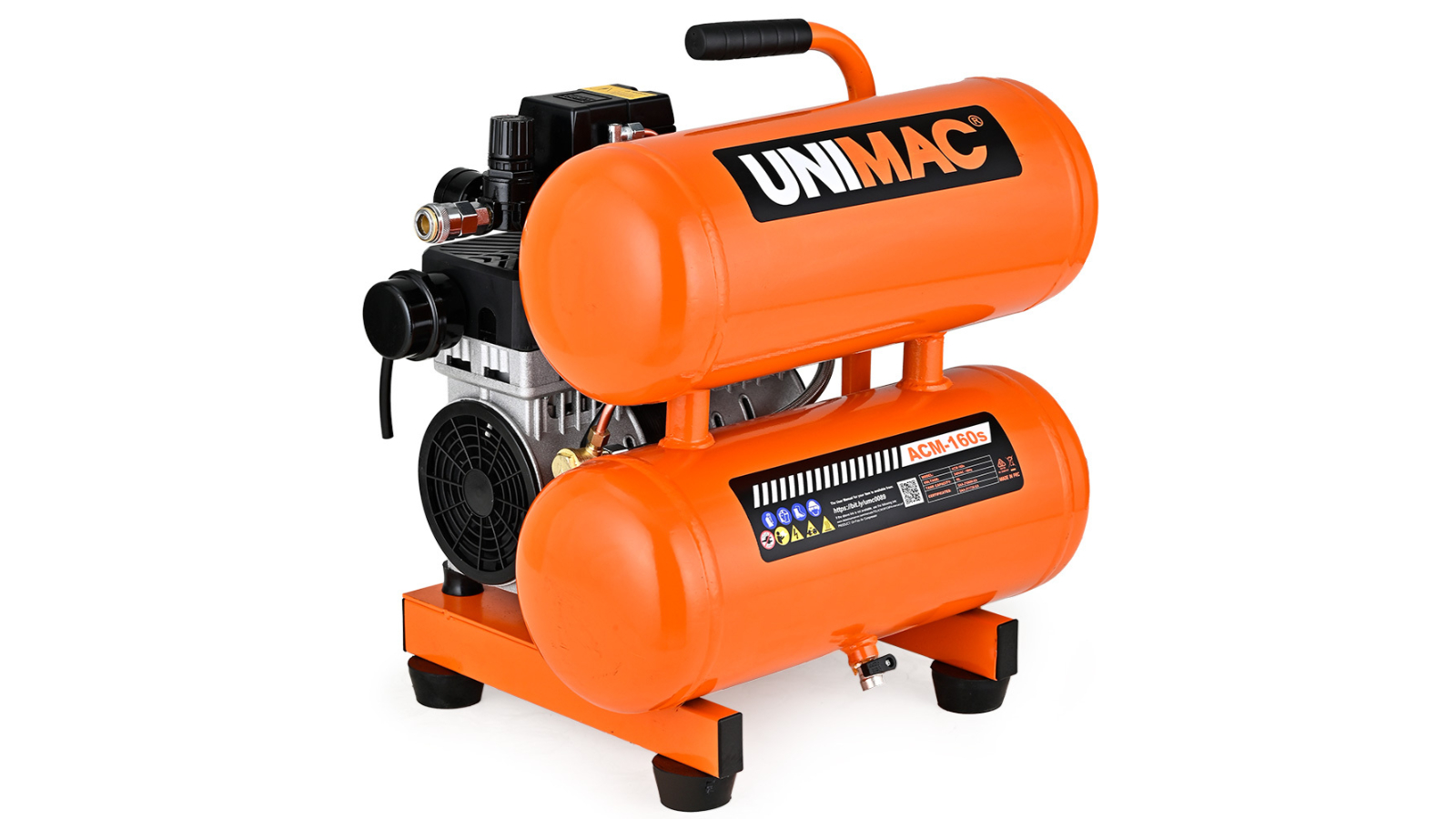 Unimac 16L 116PSI Portable Silent Oil-Free Electric Twin Tank Air Compressor for Tyre Inflation