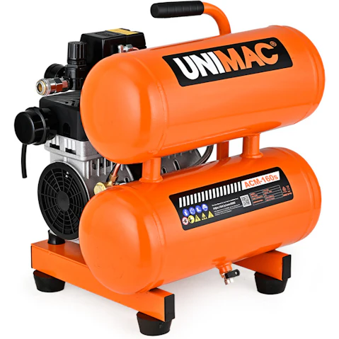 Unimac 16L 116PSI Portable Silent Oil-Free Electric Twin Tank Air Compressor for Tyre Inflation