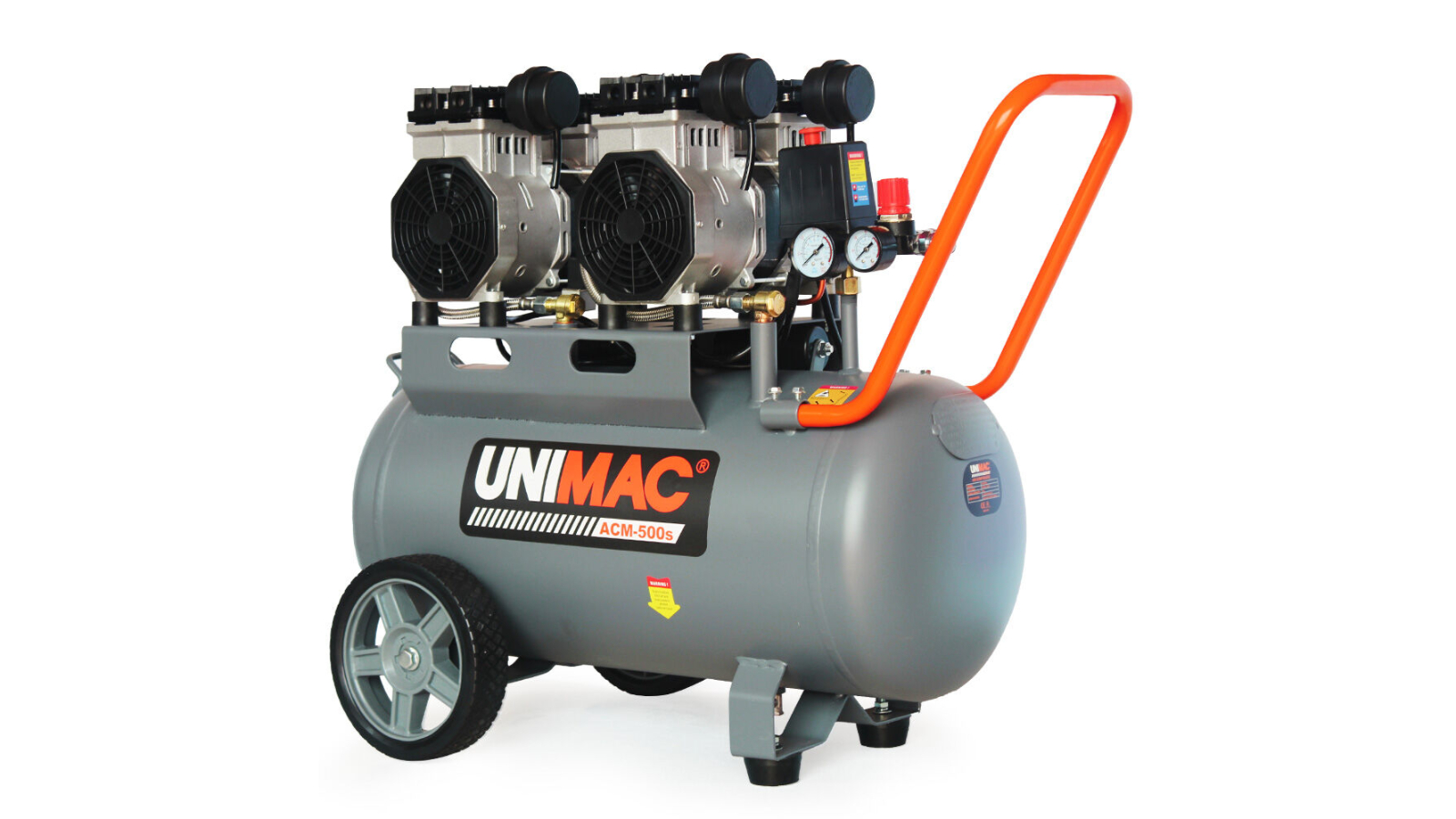 Unimac 50L 3.0HP Oil-Free Portable Silent Electric Air Compressor Twin Nitto Outlet