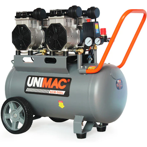 Unimac 50L 3.0HP Oil-Free Portable Silent Electric Air Compressor Twin Nitto Outlet