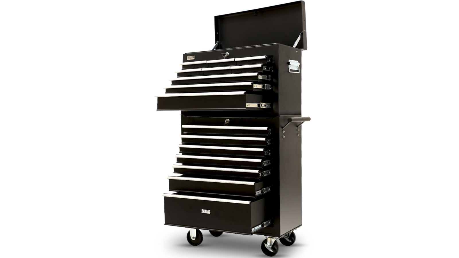Bullet Pro Heavy Duty 16 Drawer Trolley Toolbox - Black