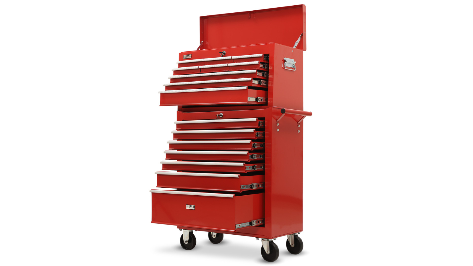 Bullet Pro Heavy Duty 16 Drawer Trolley Toolbox - Red