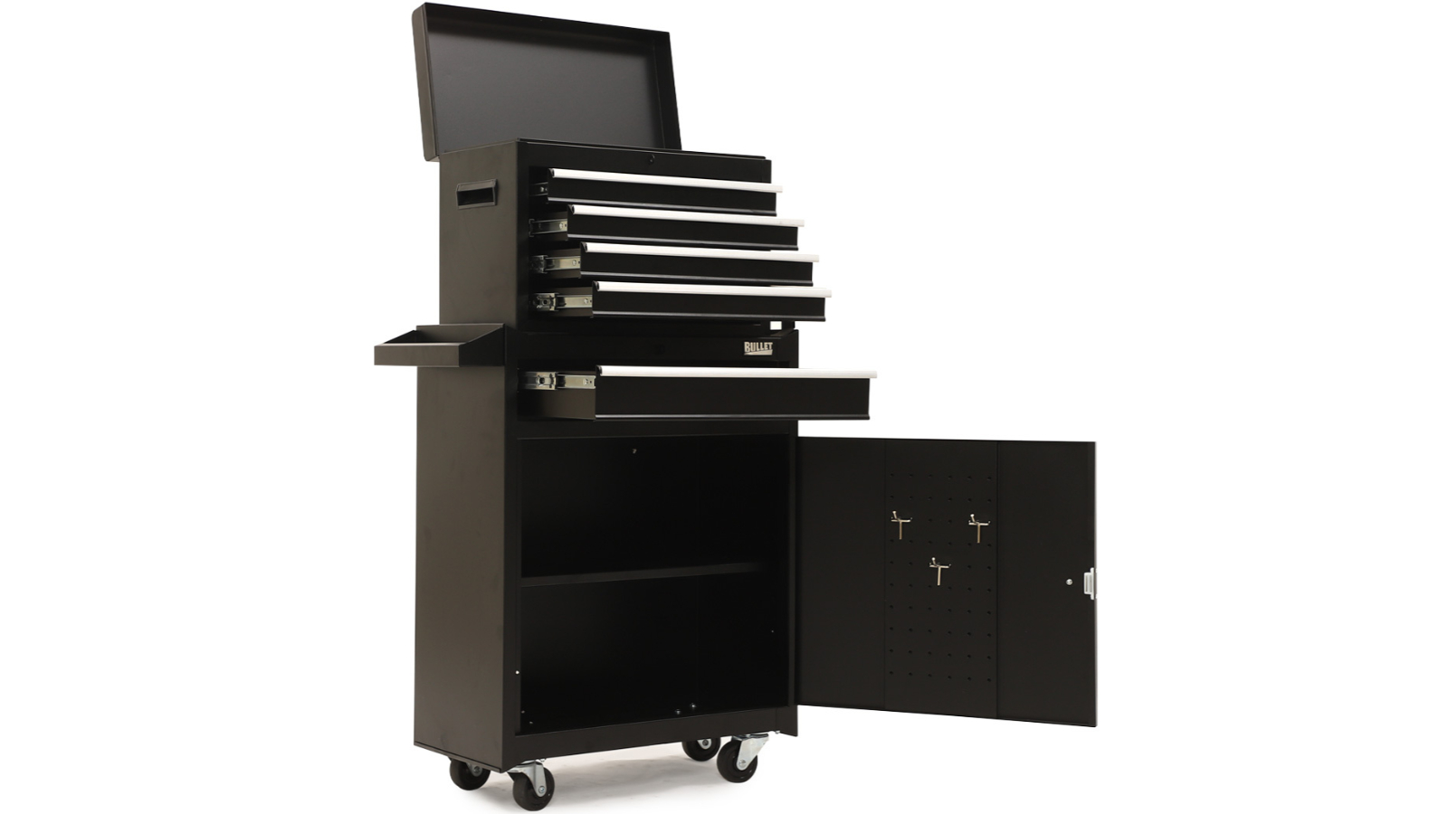 Bullet Pro 5 Drawer Toolbox Cabinet with 1 Door Set - Black