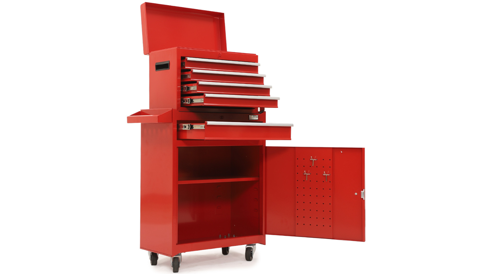 Bullet Pro 5 Drawer Toolbox Cabinet with 1 Door Set - Red
