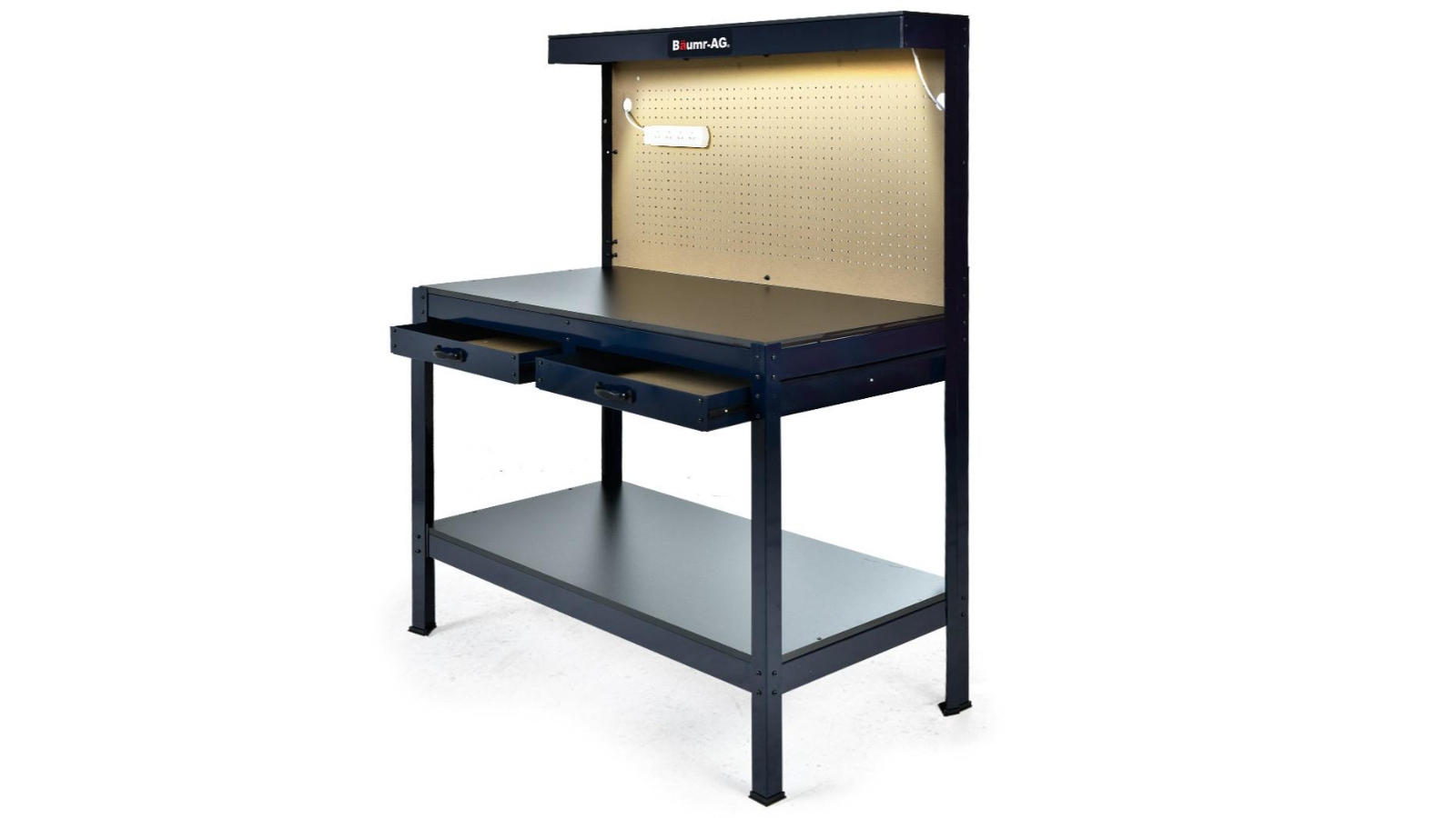 Baumr AG Steel Workbench with LED Worklight for Garage Workshop Harvey Norman