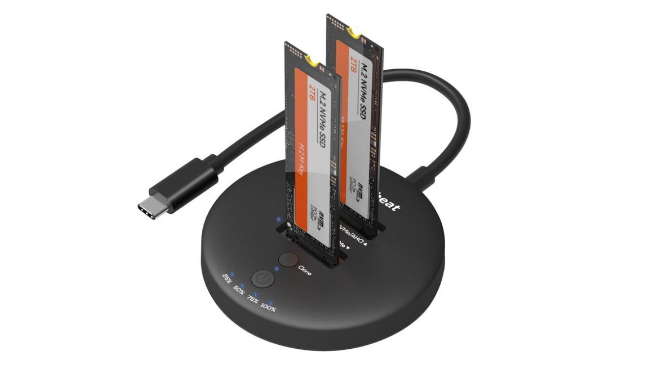 MBeat H3 USB 3.2 Gen2x2 20gbps Dual M.2 NVMe SSD Dock with Clone Duplicator - Black