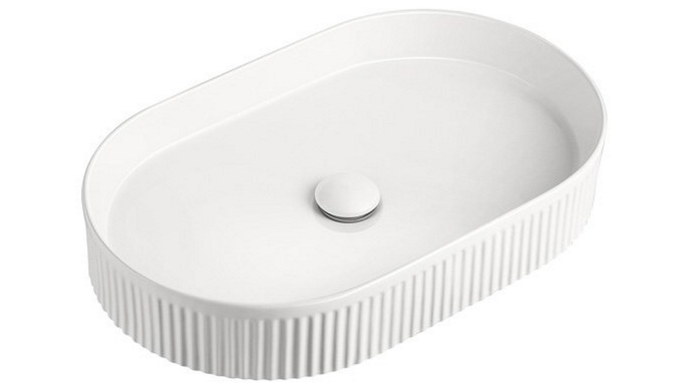 ADP Pill Fluted Above Counter Basin - Matte White