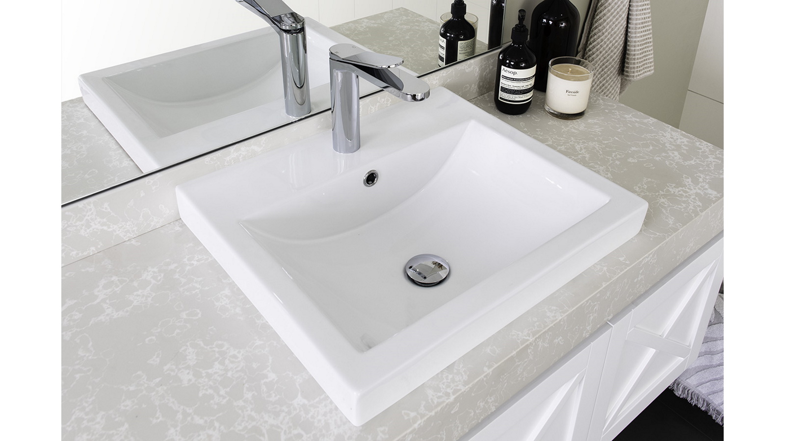ADP Scoop Semi Inset Basin - Gloss White | Harvey Norman