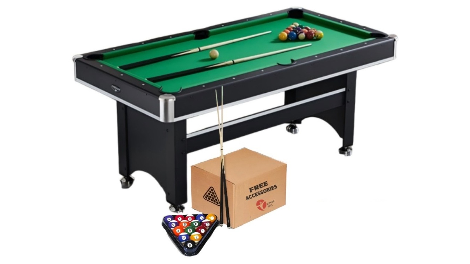 TopOne Sports Lumera Green Felt MDF Pool Table/Billiard Table with Accessories - 6ft