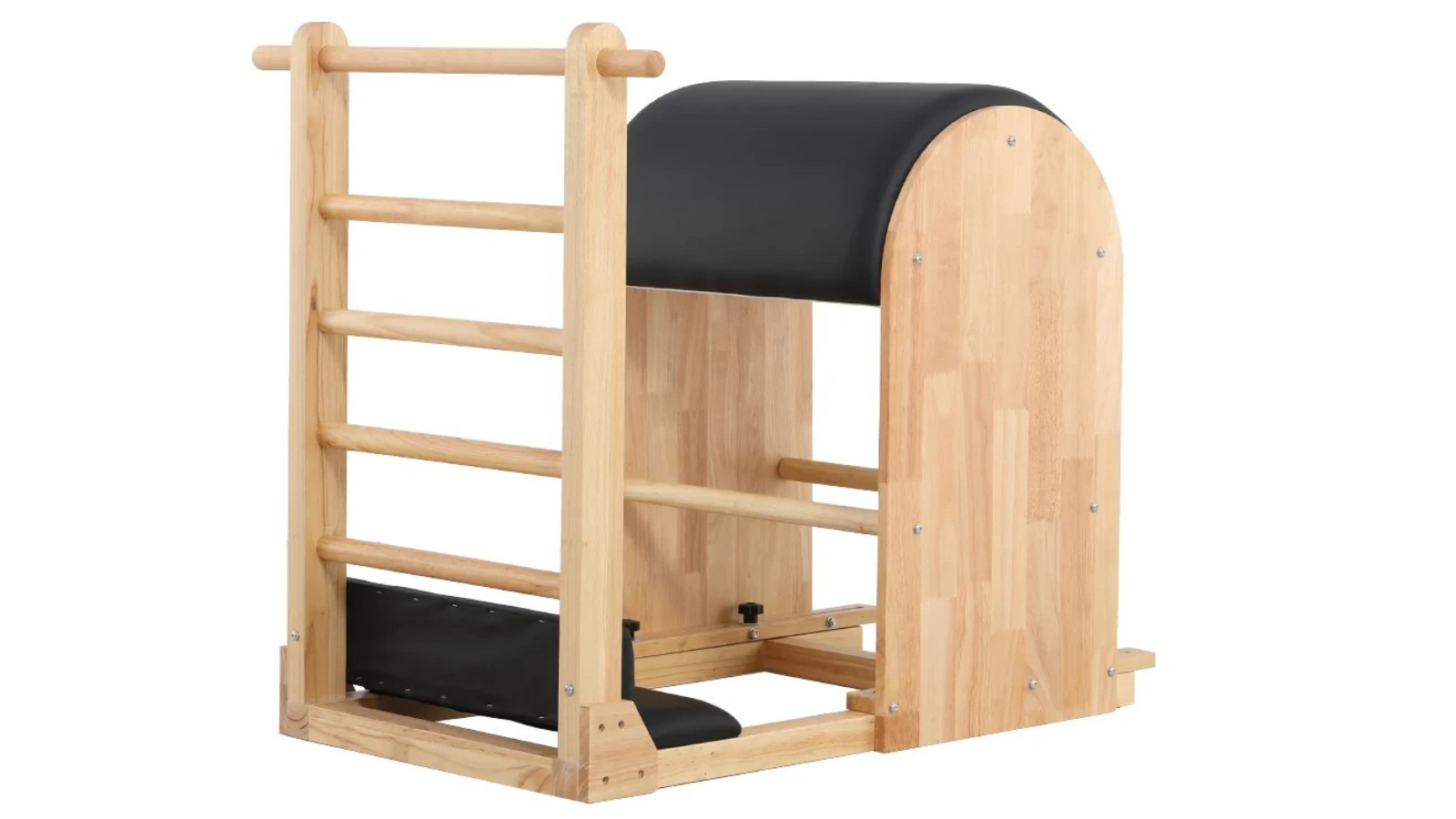 TopOne Sports Oak Wood Black Frame Pilates Ladder Barrel