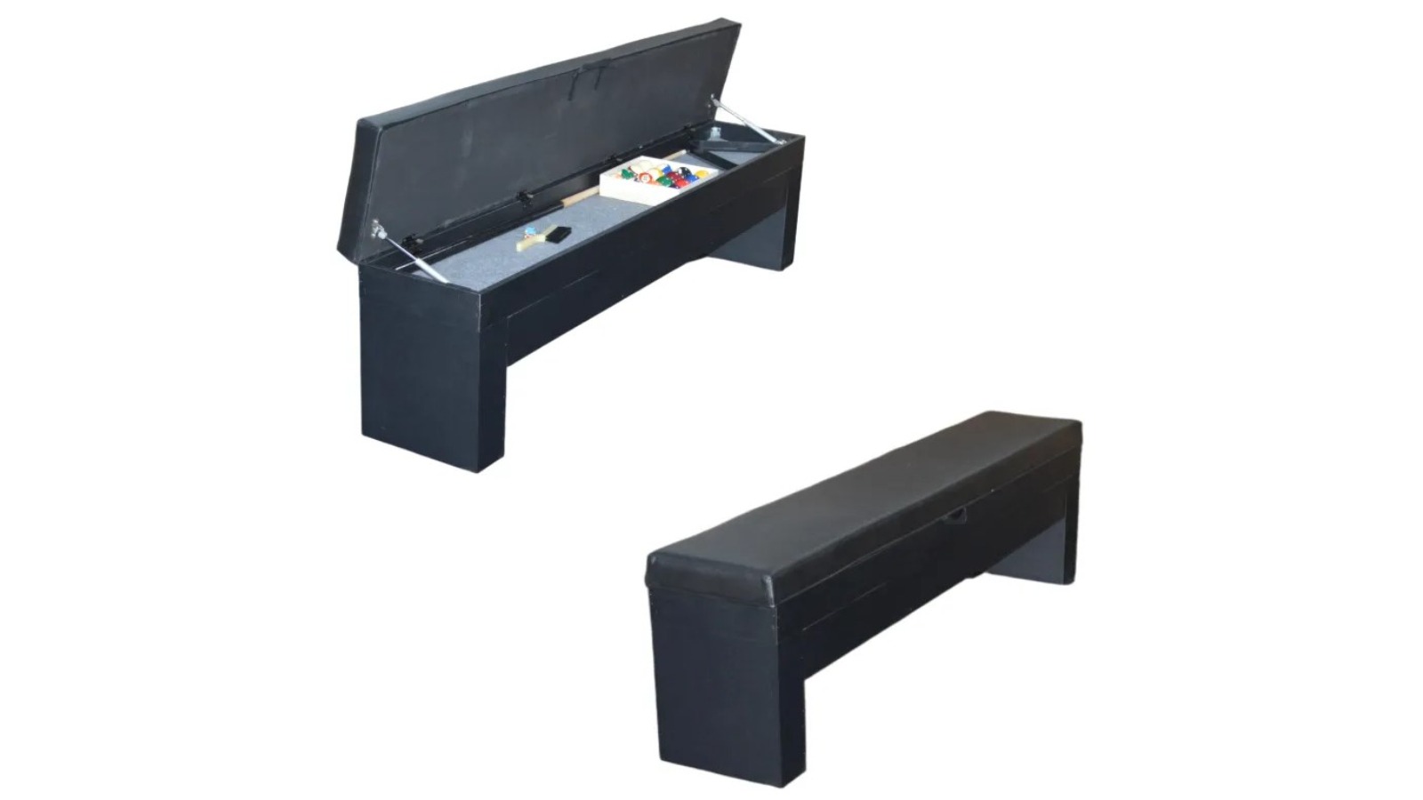 TopOne Sports Set of 2 Durable Steel Frame Storage Bench - Black