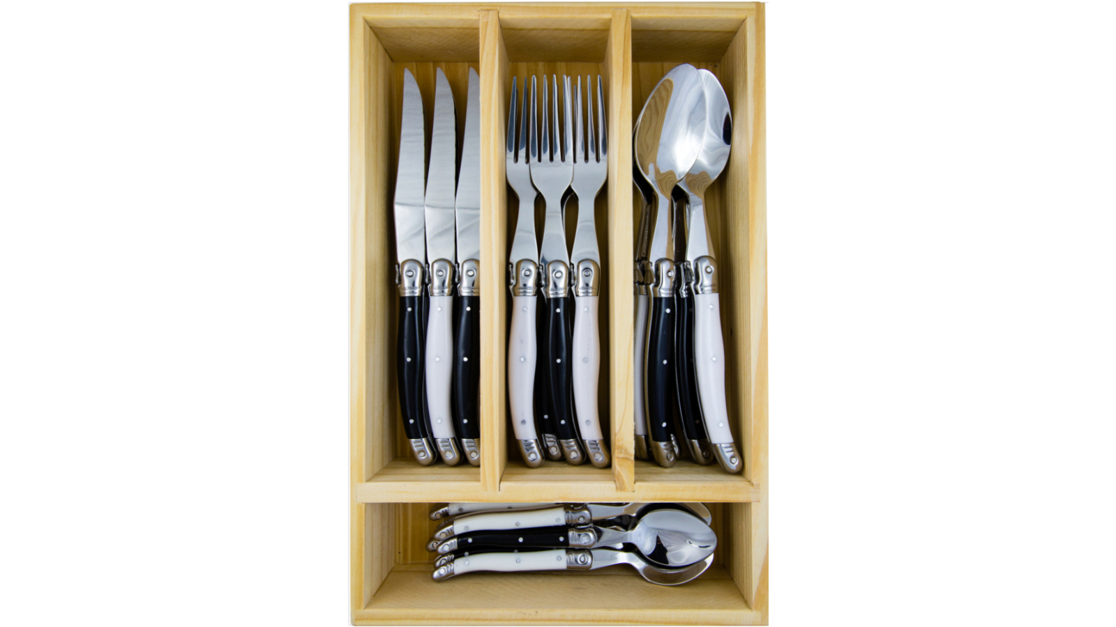 Laguiole By Louis Thiers 24 Piece Toujours Cultery Set - Black/White