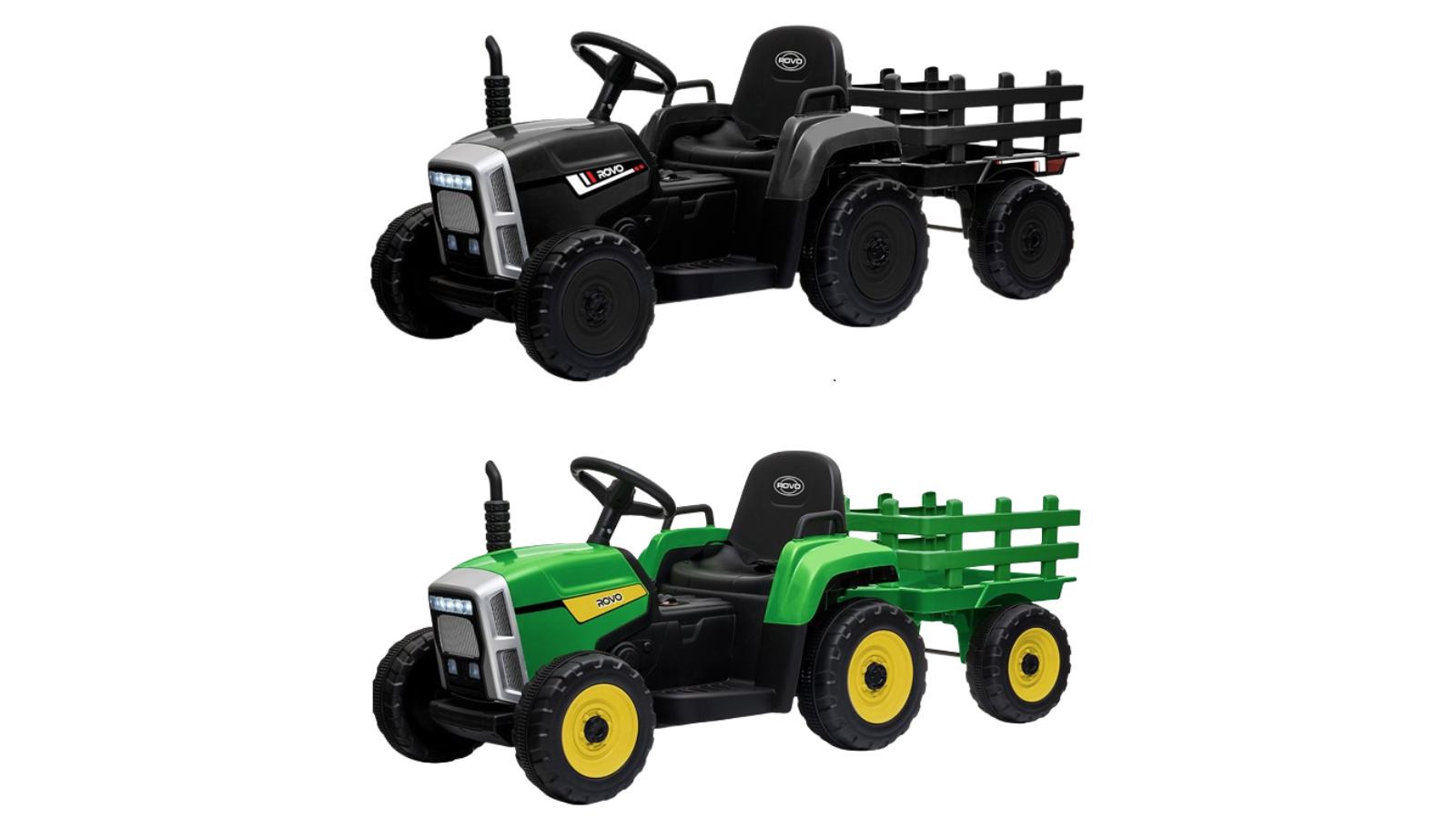 Rovo Kids Remote Control Tractor with Trailer Ride On Toy Car