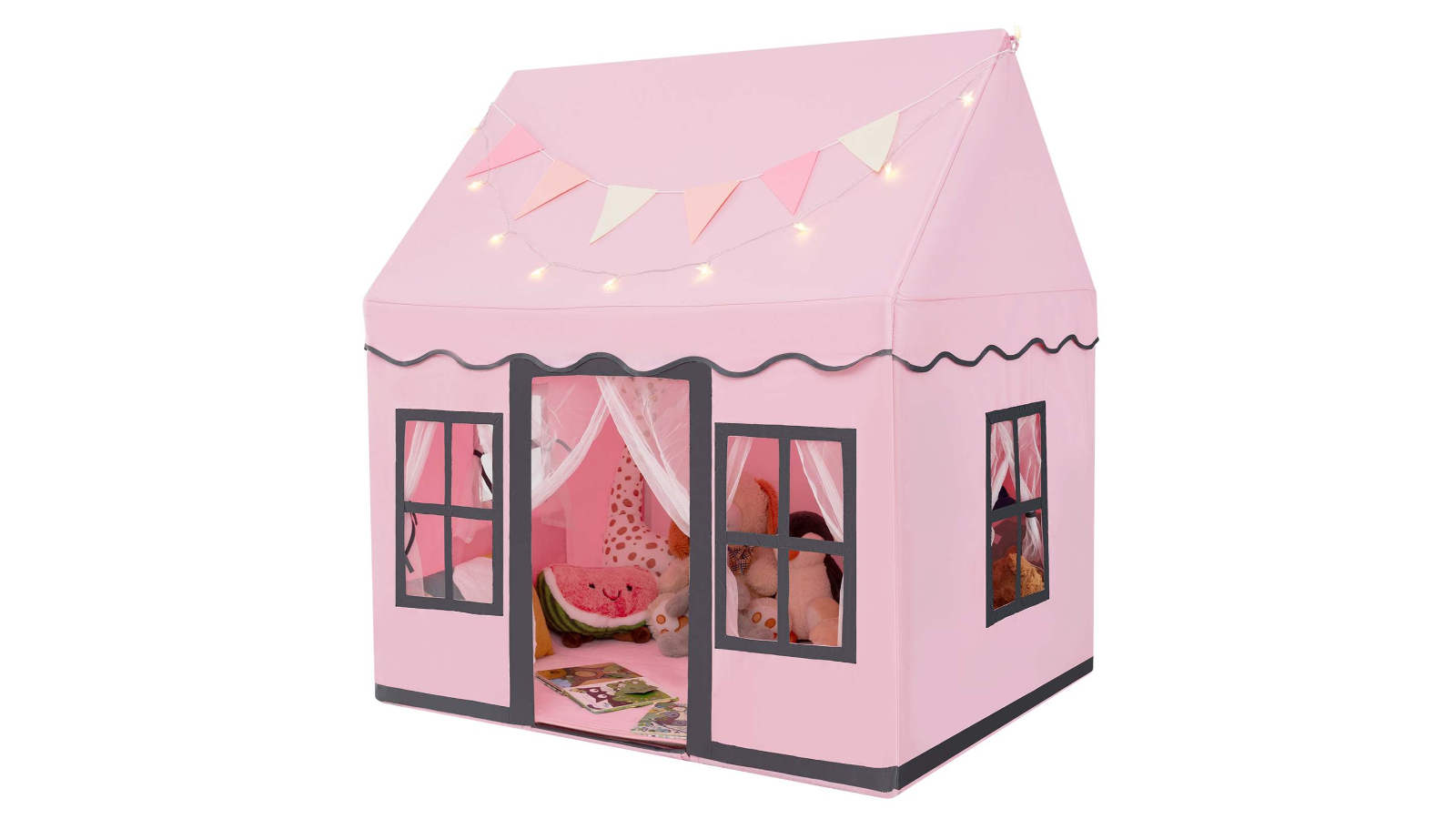 Costway Kids Castle Play Tent with Washable Mat Indoor Gift - Pink