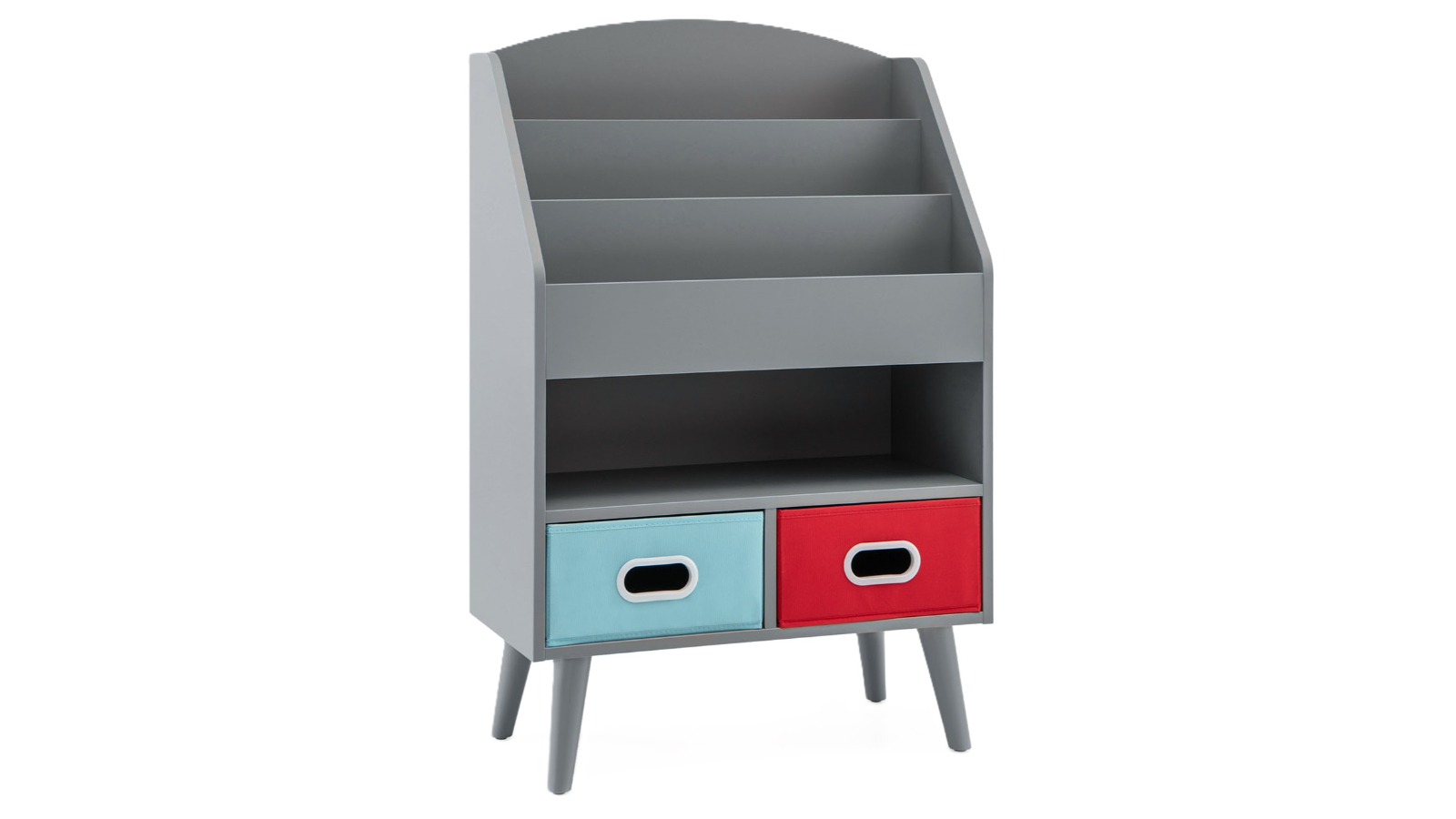 Costway 3-Tier Grey Bookshelf with 2-Drawer