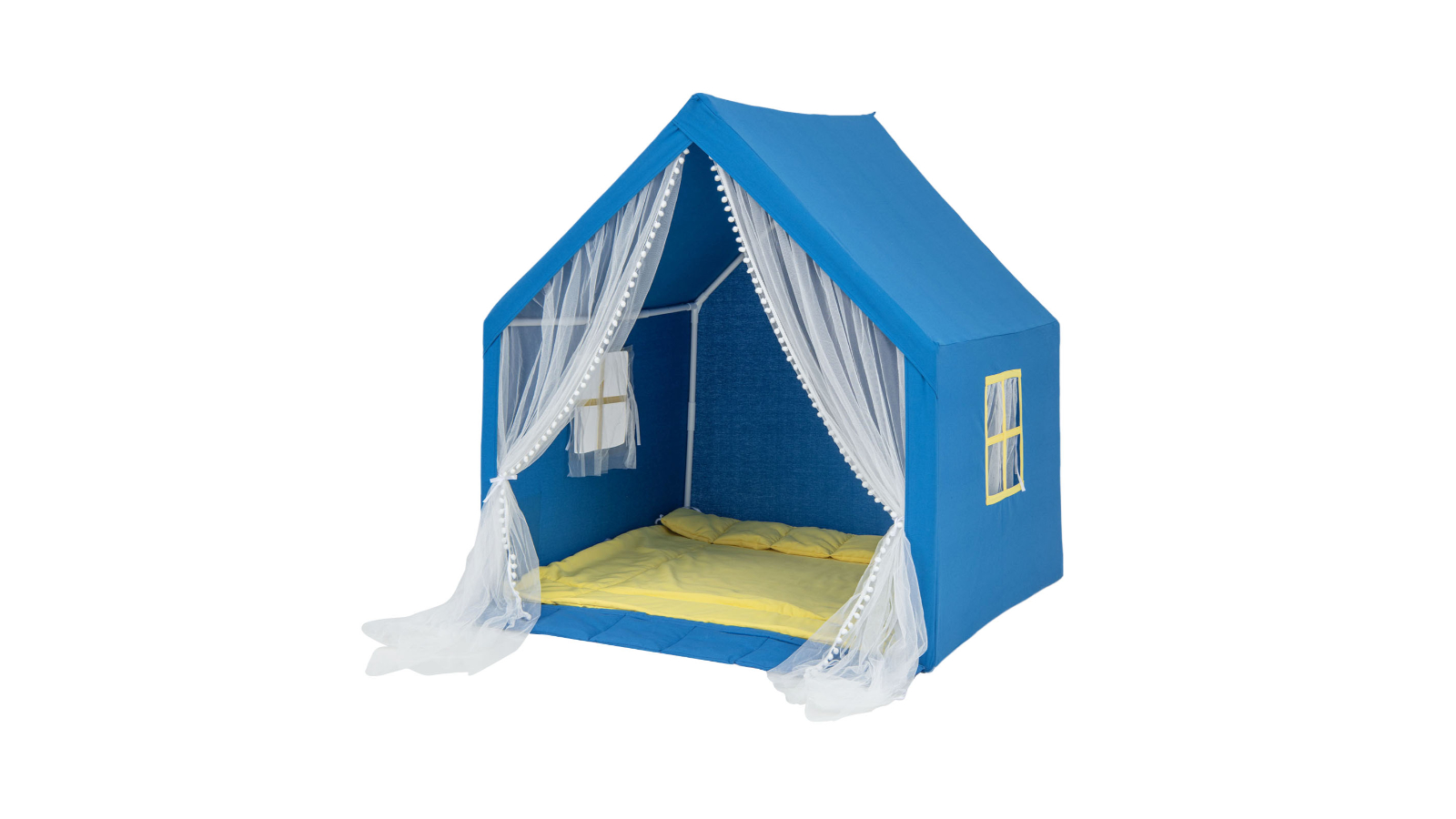 Costway Kids Castle Play Tent with Star Lights and Cotton Mat Indoor Gift - Blue