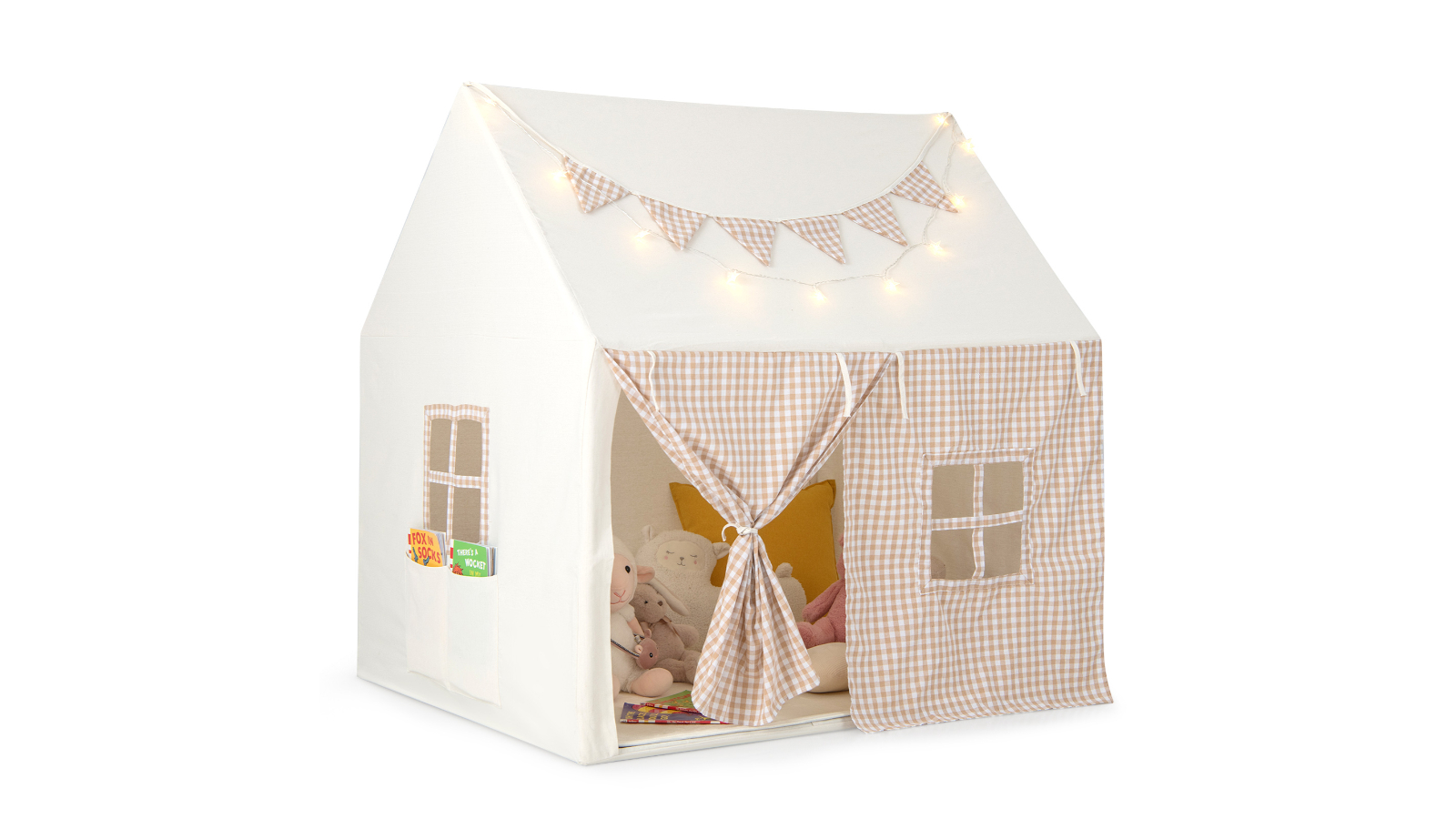 Costway Large Kids Play Tent with Padded Mat and Star Lights Gift - 3-8 year
