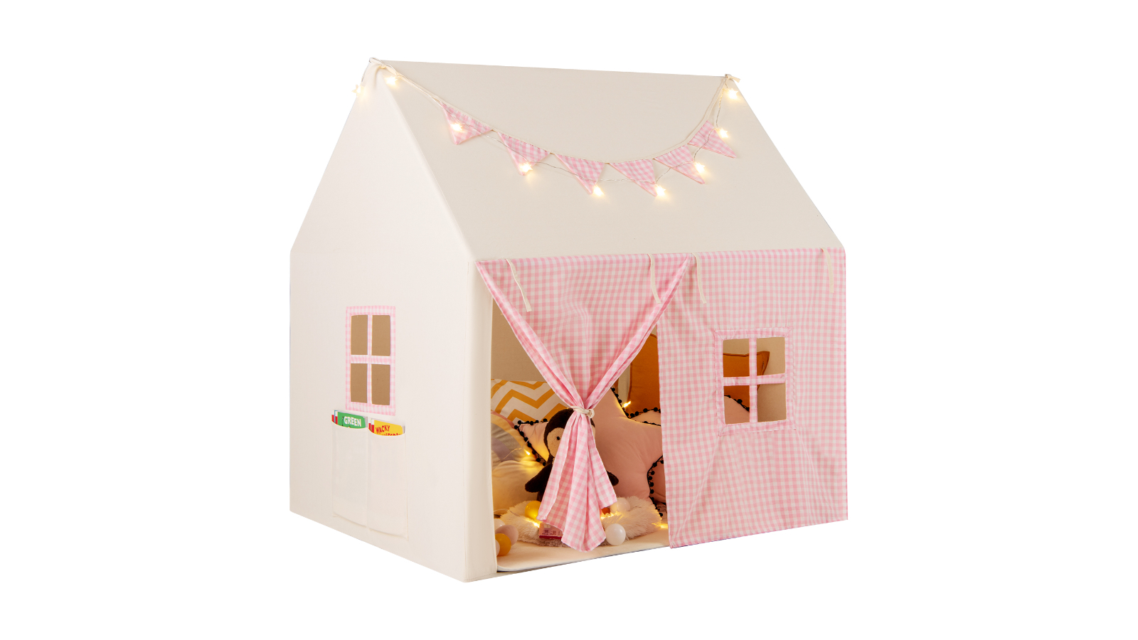 Costway Princess Castle Tent with Cotton Mat Birthday Gift - Pink