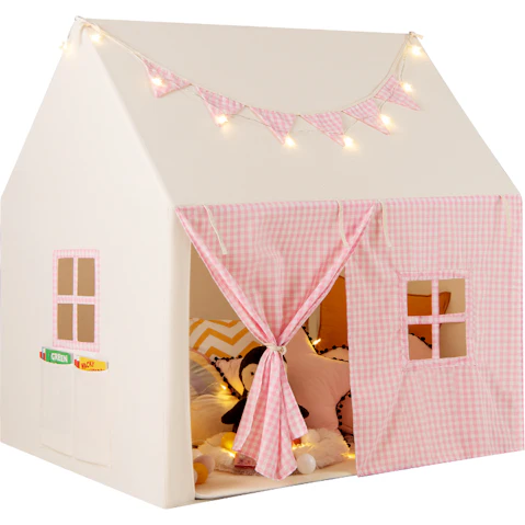 Costway Princess Castle Tent with Cotton Mat Birthday Gift - Pink